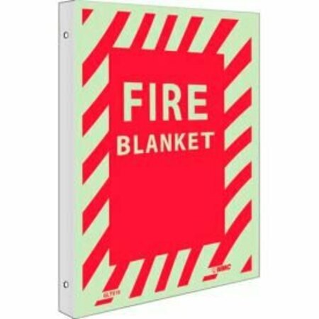 NATIONAL MARKER CO NMC Fire Sign, Fire Blanket, 12in x 9in, 6 Hour Glow Rigid Plastic GLTV19